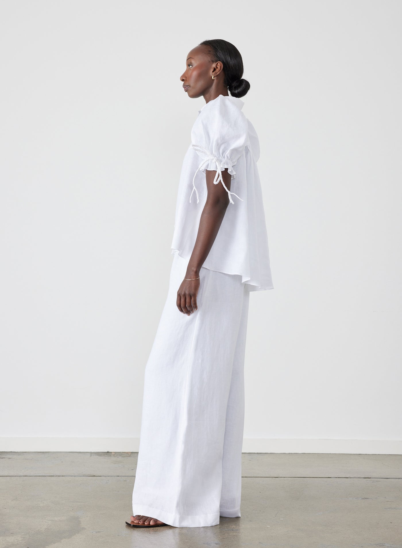 Sophia Linen Palazzo Pant | White