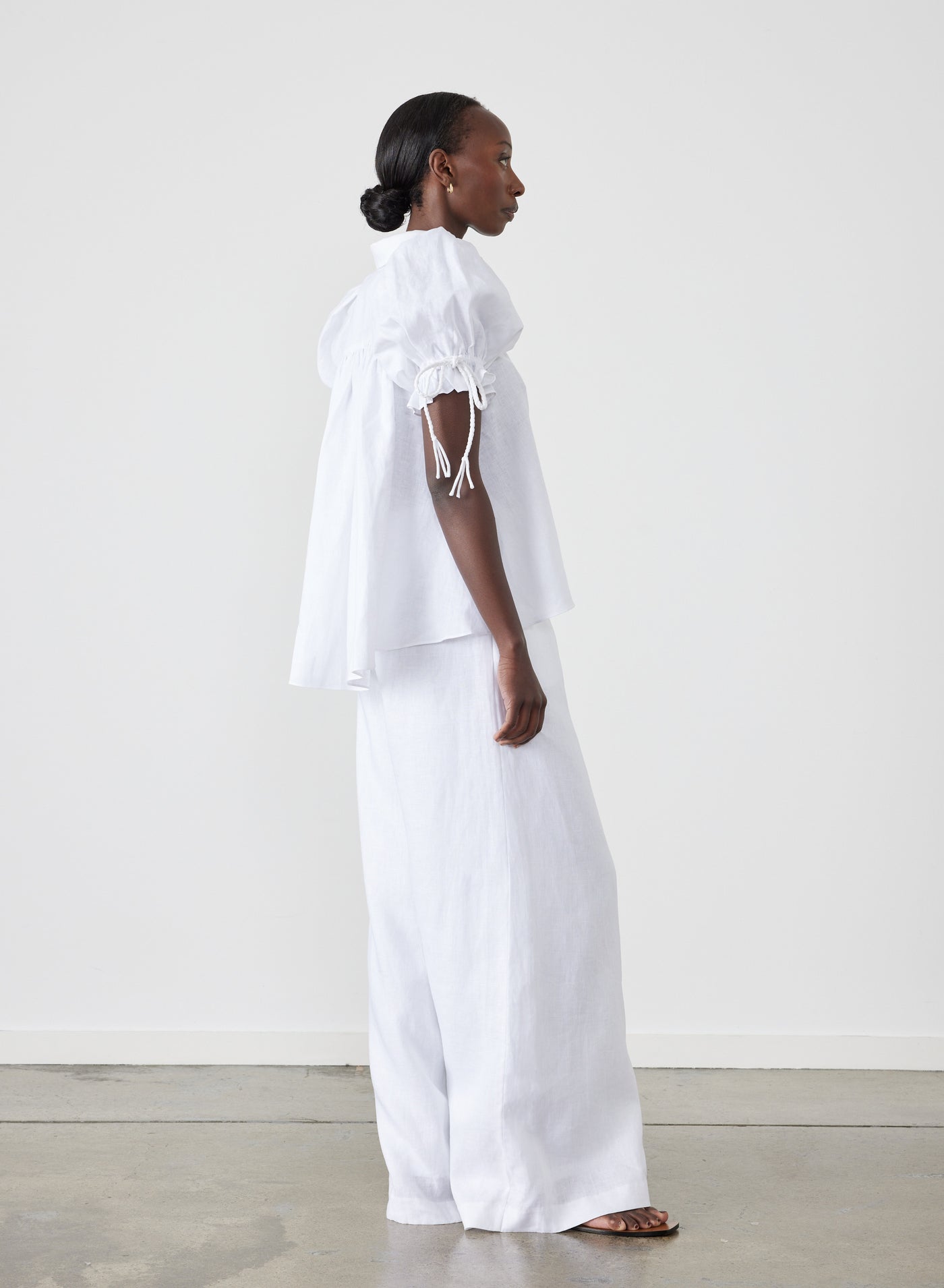 Sophia Linen Palazzo Pant | White