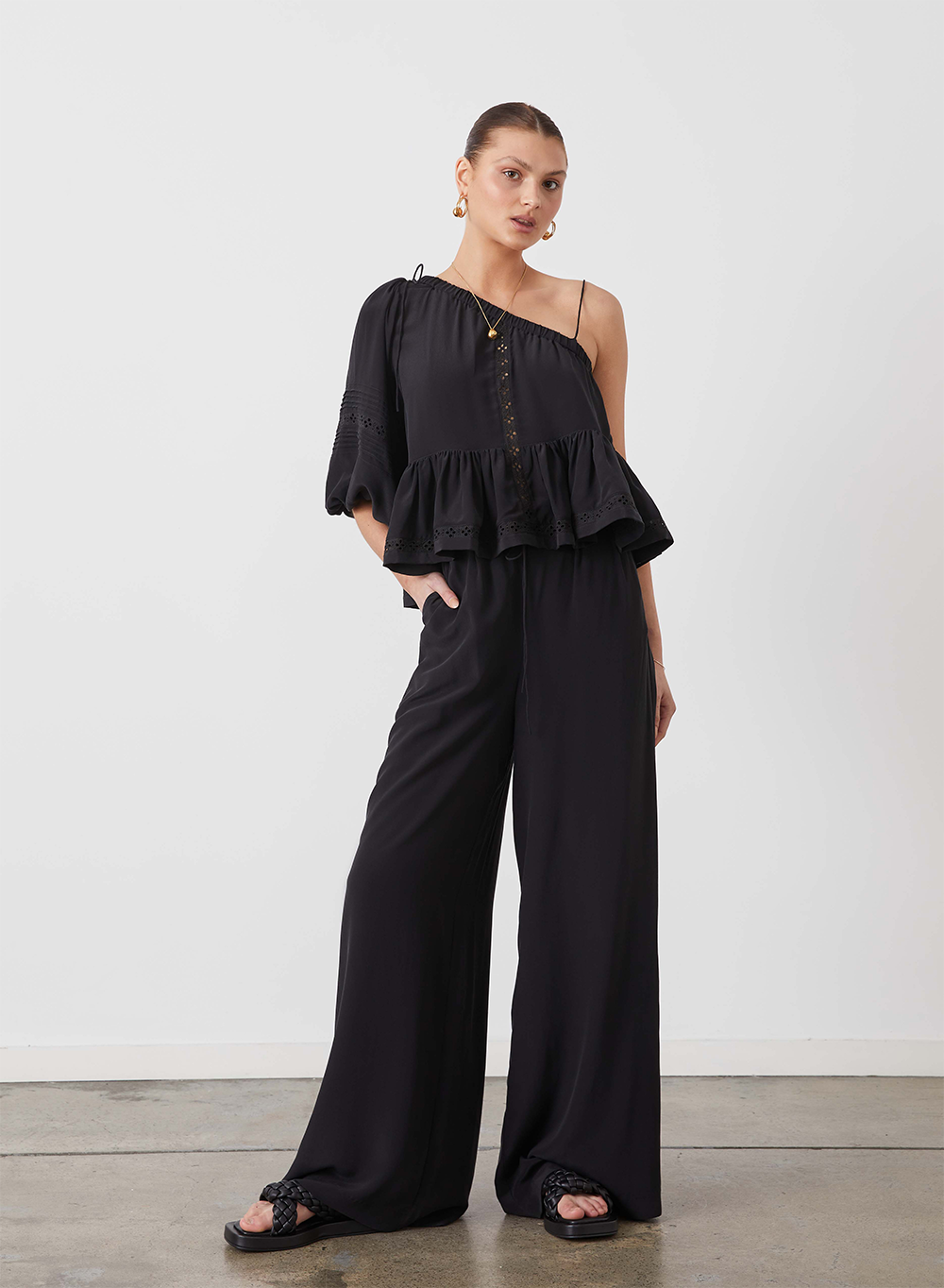 SOPHIA SILK PALAZZO PANT | BLACK