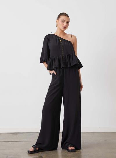 SOPHIA SILK PALAZZO PANT | BLACK