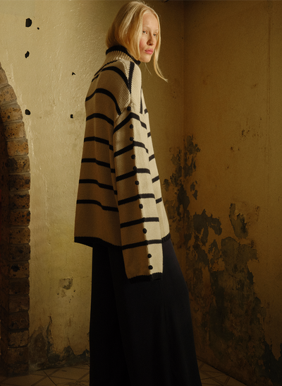 MAUDE ORGANIC COTTON CASHMERE KNIT | NAVY STRIPE
