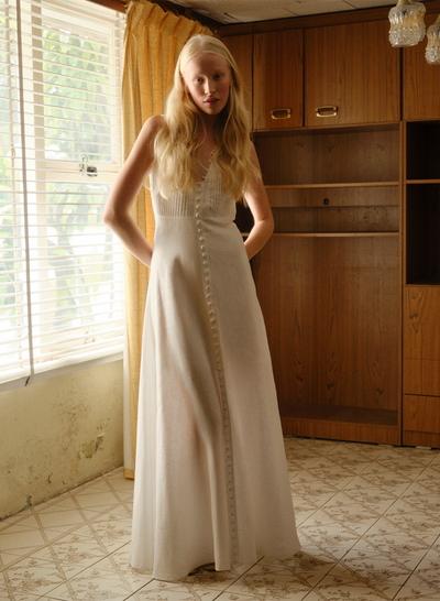 GRACE LINEN MAXI DRESS | CREAM
