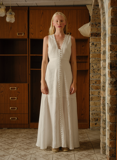 GRACE LINEN MAXI DRESS | CREAM