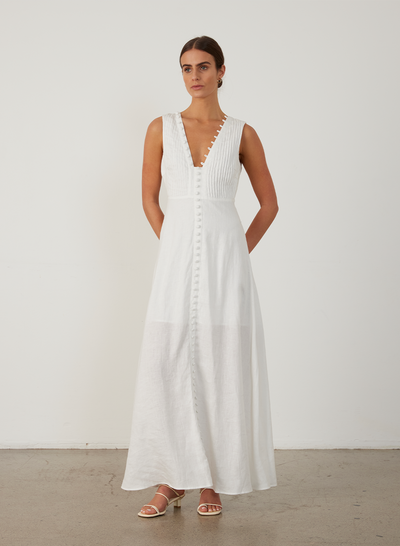 GRACE LINEN MAXI DRESS | CREAM