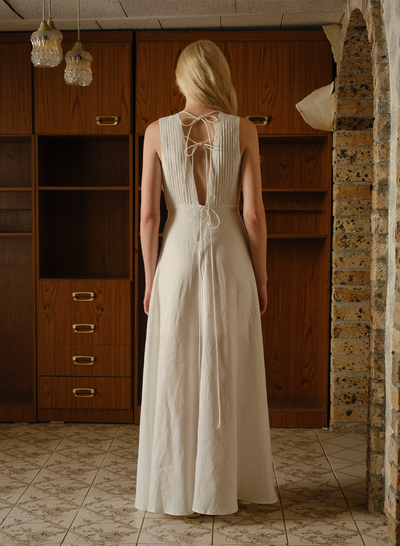 GRACE LINEN MAXI DRESS | CREAM