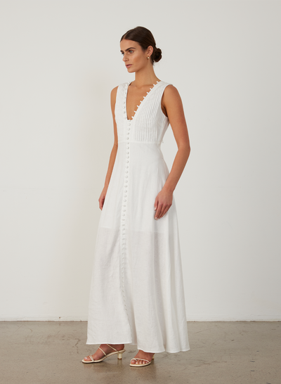 GRACE LINEN MAXI DRESS | CREAM