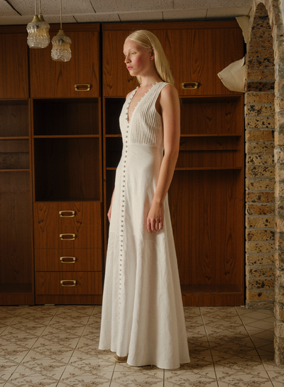 GRACE LINEN MAXI DRESS | CREAM