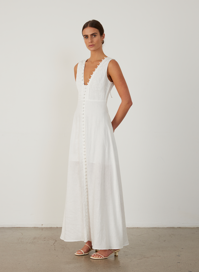 GRACE LINEN MAXI DRESS | CREAM