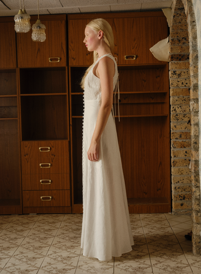 GRACE LINEN MAXI DRESS | CREAM