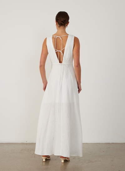 GRACE LINEN MAXI DRESS | CREAM