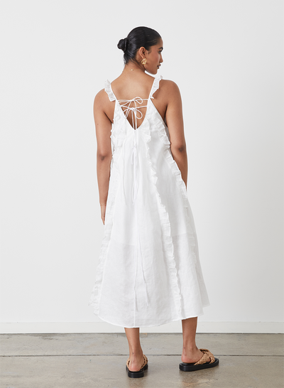 ISOBELLA LINEN RAMIE TRAPEZE MIDI DRESS | CREAM