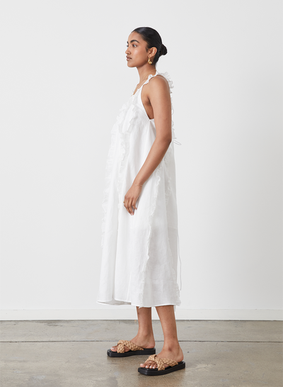 ISOBELLA LINEN RAMIE TRAPEZE MIDI DRESS | CREAM