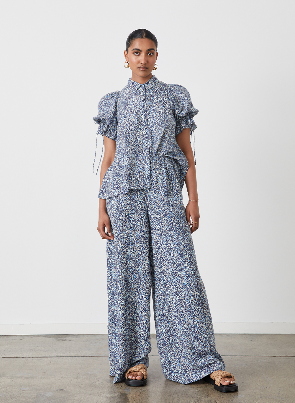 SOPHIA SILK PALAZZO PANT | SANDWASH LICHEN ARTWORK