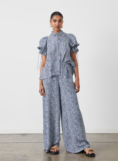 SOPHIA SILK PALAZZO PANT | SANDWASH LICHEN ARTWORK