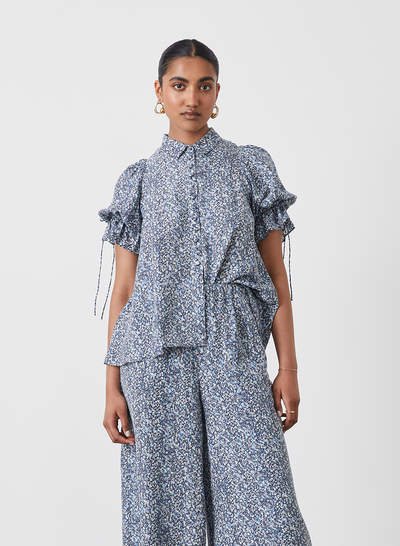 SARA SILK SHIRT |  SANDWASH LICHEN ARTWORK