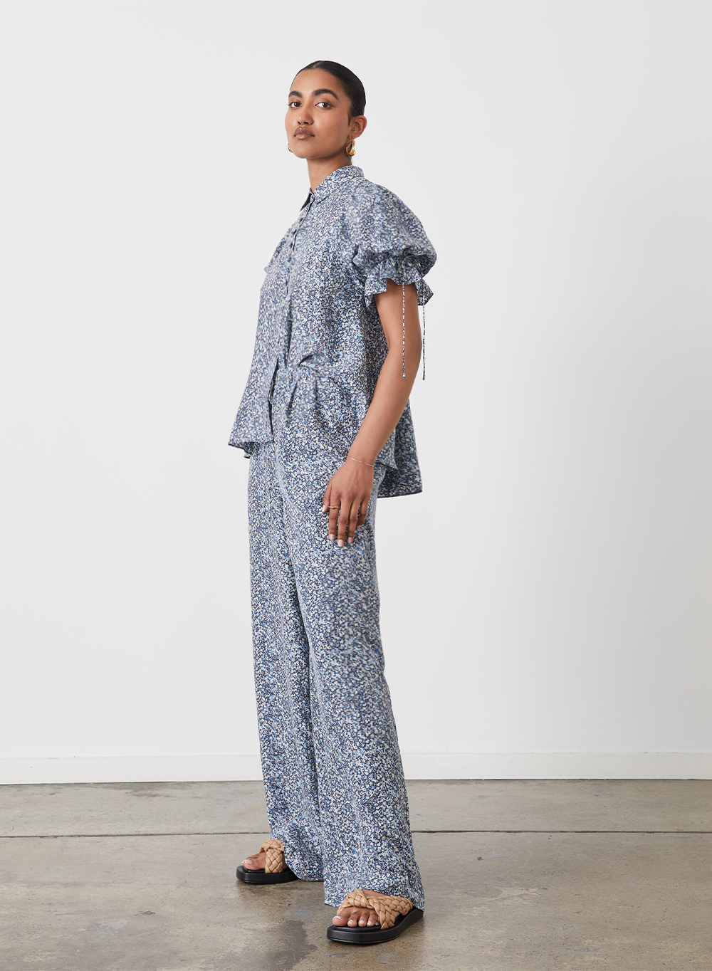 SOPHIA SILK PALAZZO PANT | SANDWASH LICHEN ARTWORK