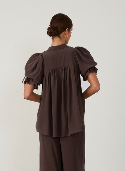 SARA SILK SHIRT | CHOCOLATE