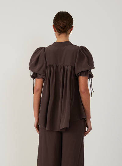 SARA SILK SHIRT | CHOCOLATE