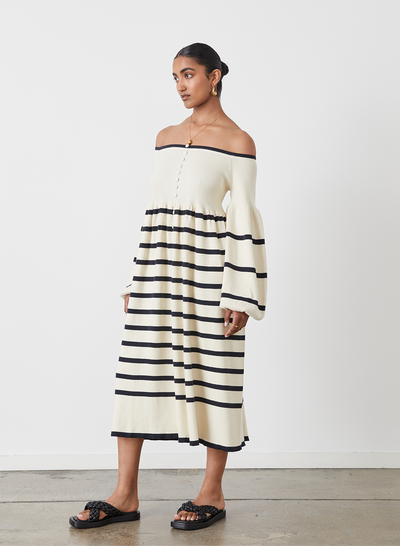 LESLEIGH ORGANIC COTTON CASHMERE MIDI KNIT DRESS