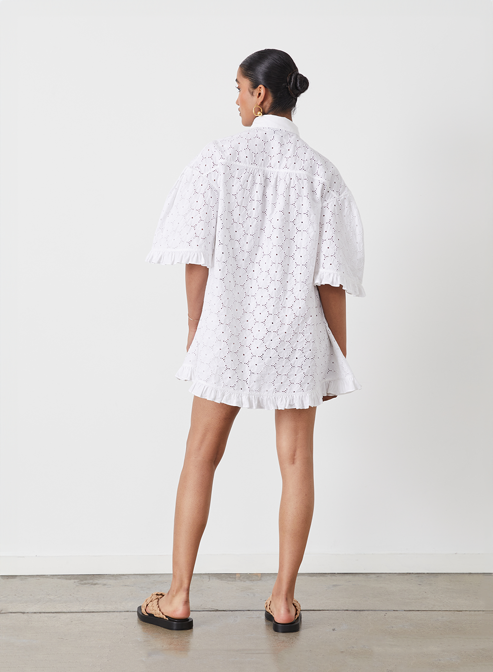 ANNA ORGANIC COTTON BROIDERIE SHIRT DRESS | OPTICAL WHITE