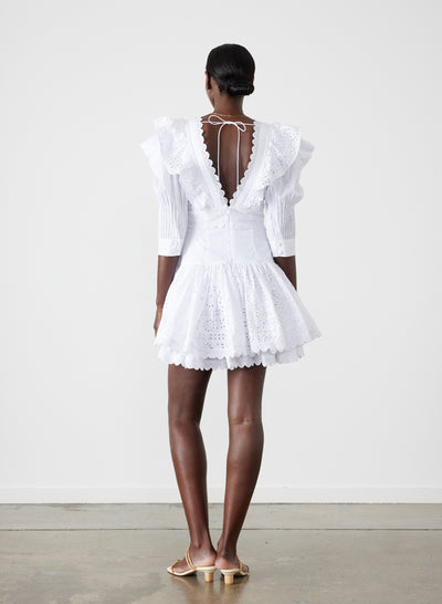 Viktoria Organic Cotton Broderie Mini Dress | Optical White
