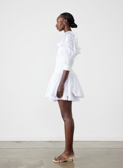 Viktoria Organic Cotton Broderie Mini Dress | Optical White