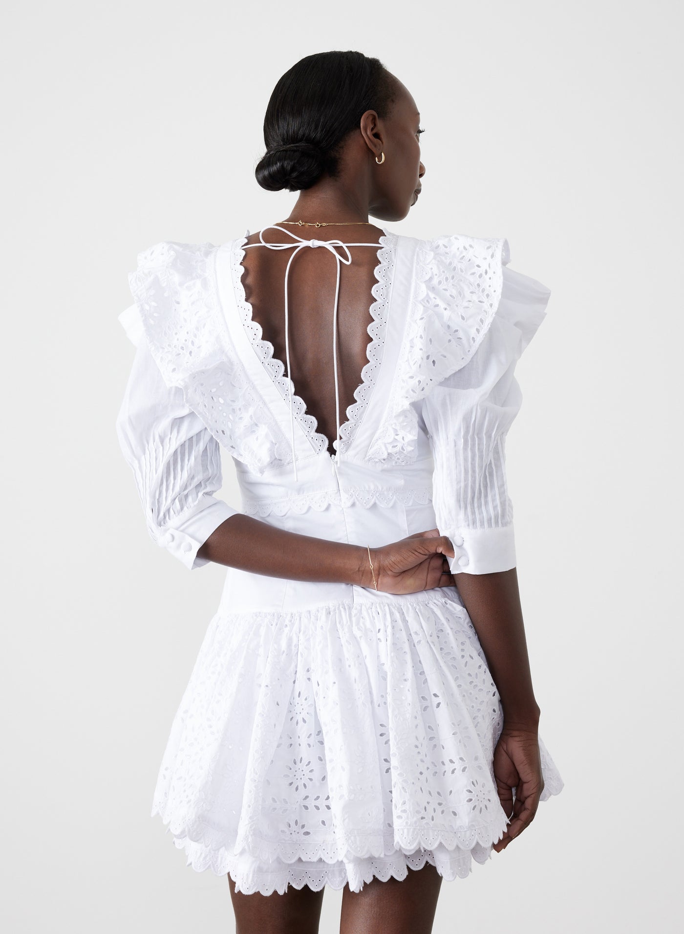 Viktoria Organic Cotton Broderie Mini Dress | Optical White
