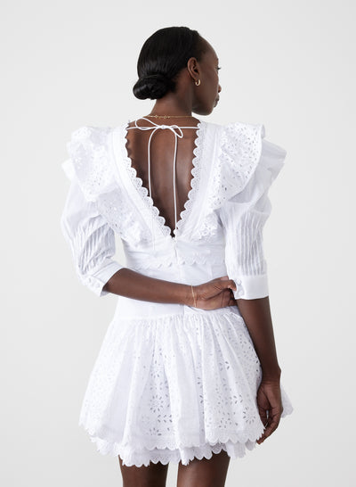 Viktoria Organic Cotton Broderie Mini Dress | Optical White