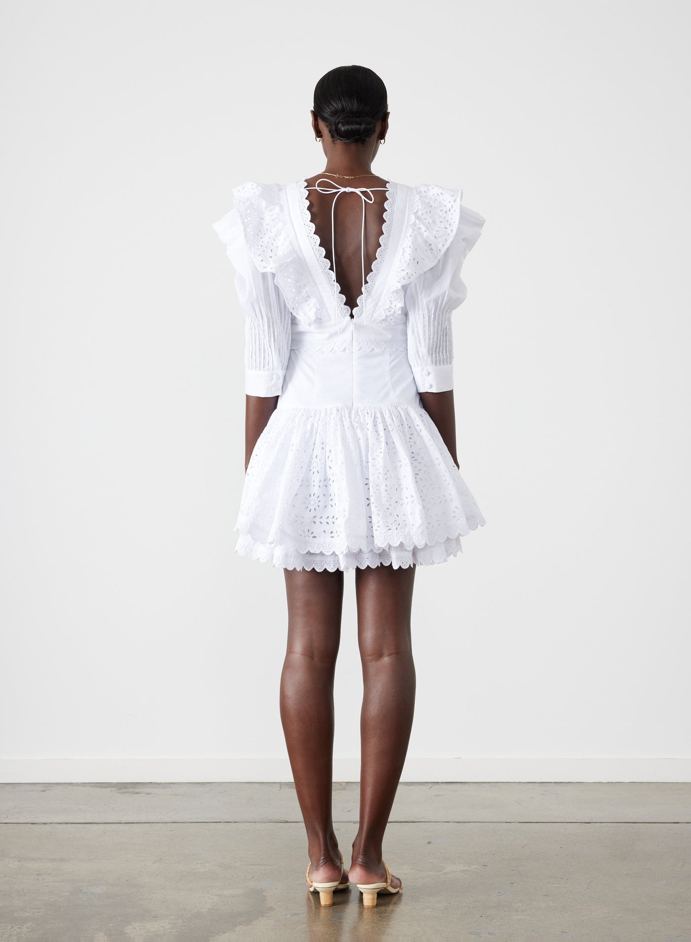 Viktoria Organic Cotton Broderie Mini Dress | Optical White