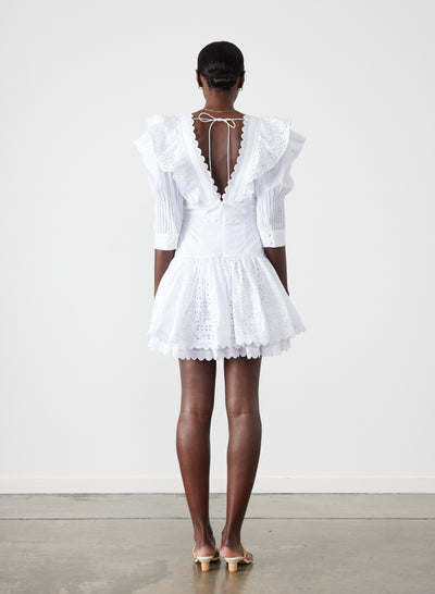 Viktoria Organic Cotton Broderie Mini Dress | Optical White