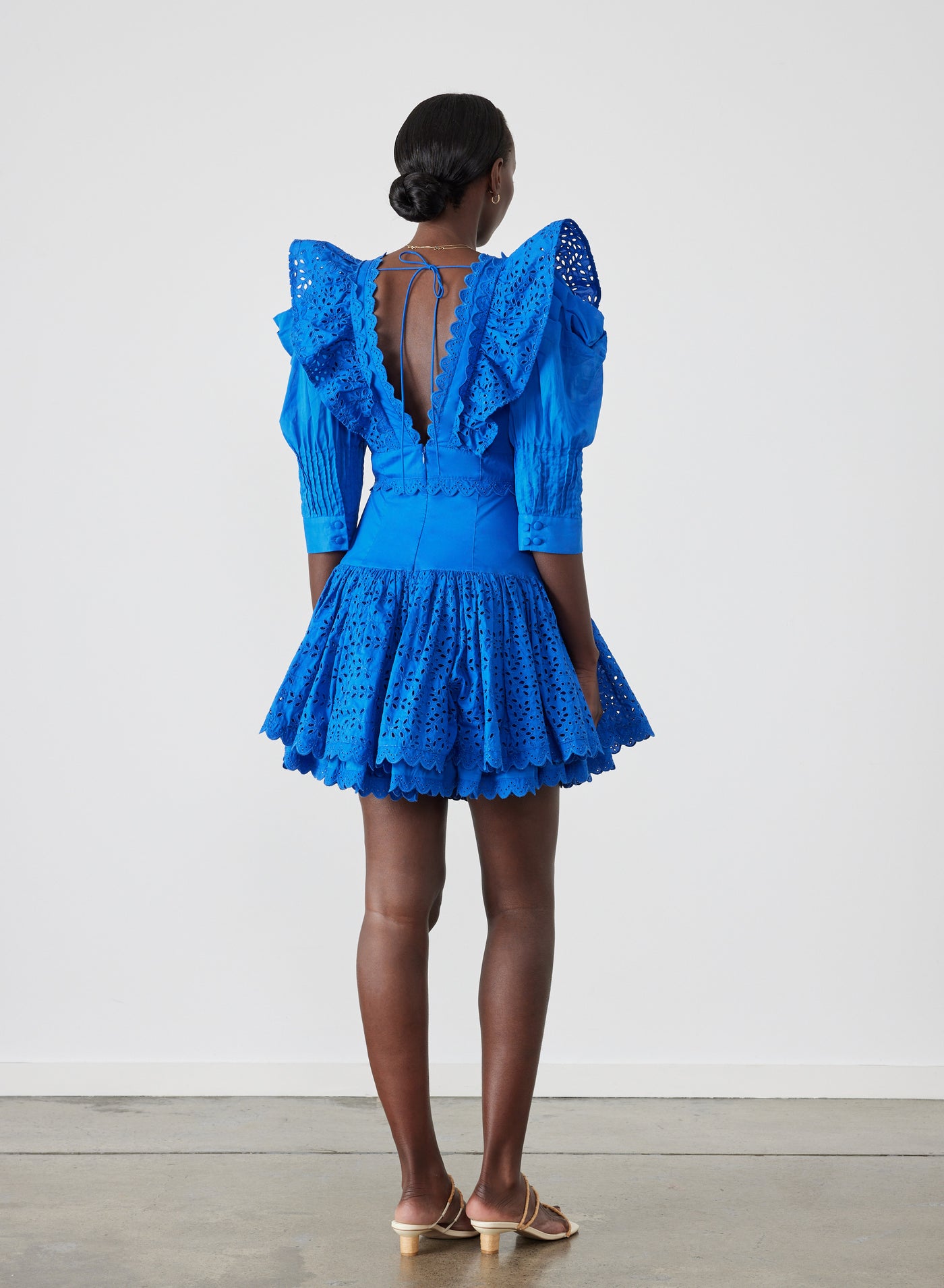 Viktoria Organic Cotton Broderie Mini Dress | Lapis Blue