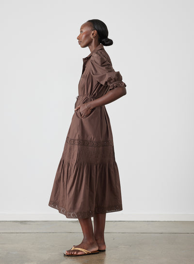 Sonya Organic Cotton Midi Shirt Dress | Chocolate