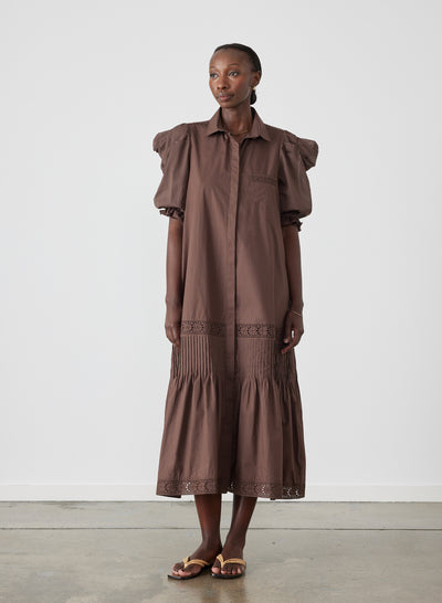 Sonya Organic Cotton Midi Shirt Dress | Chocolate