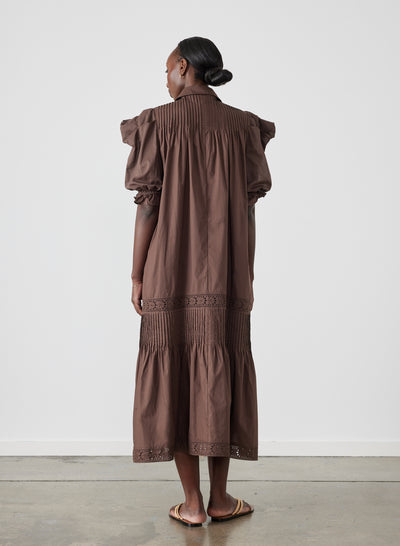 Sonya Organic Cotton Midi Shirt Dress | Chocolate