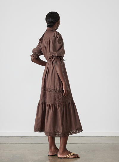 Sonya Organic Cotton Midi Shirt Dress | Chocolate