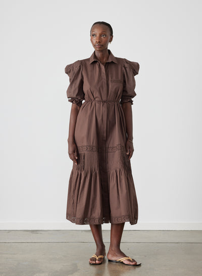 Sonya Organic Cotton Midi Shirt Dress | Chocolate