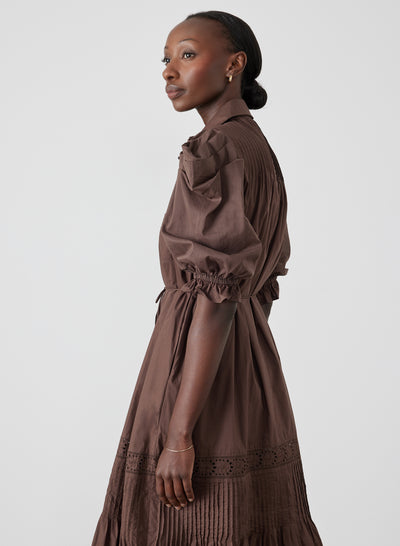Sonya Organic Cotton Midi Shirt Dress | Chocolate