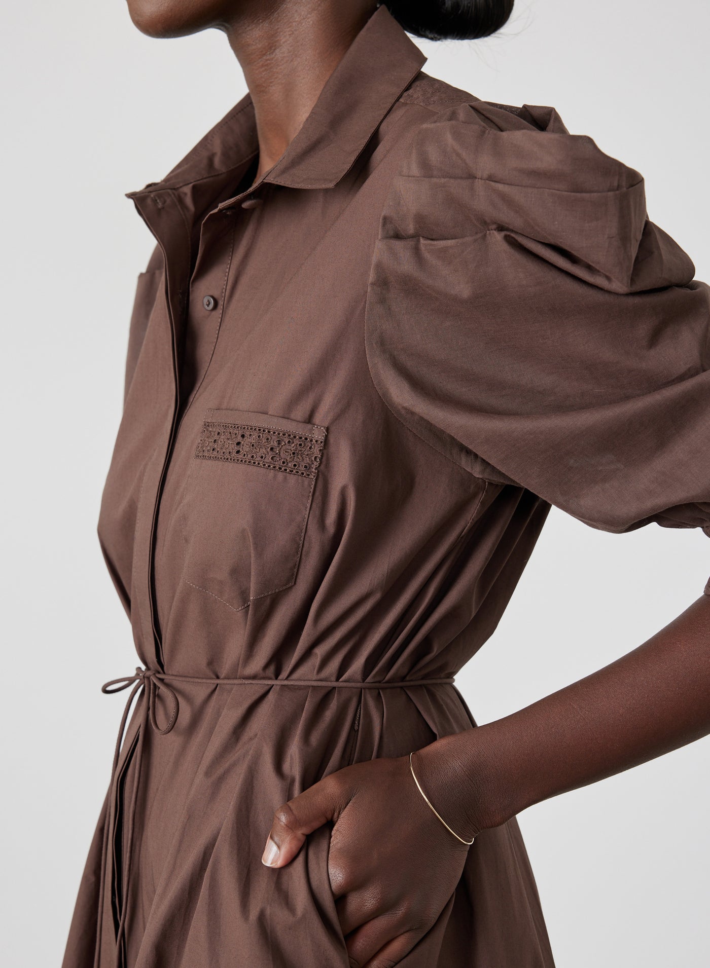 Sonya Organic Cotton Midi Shirt Dress | Chocolate