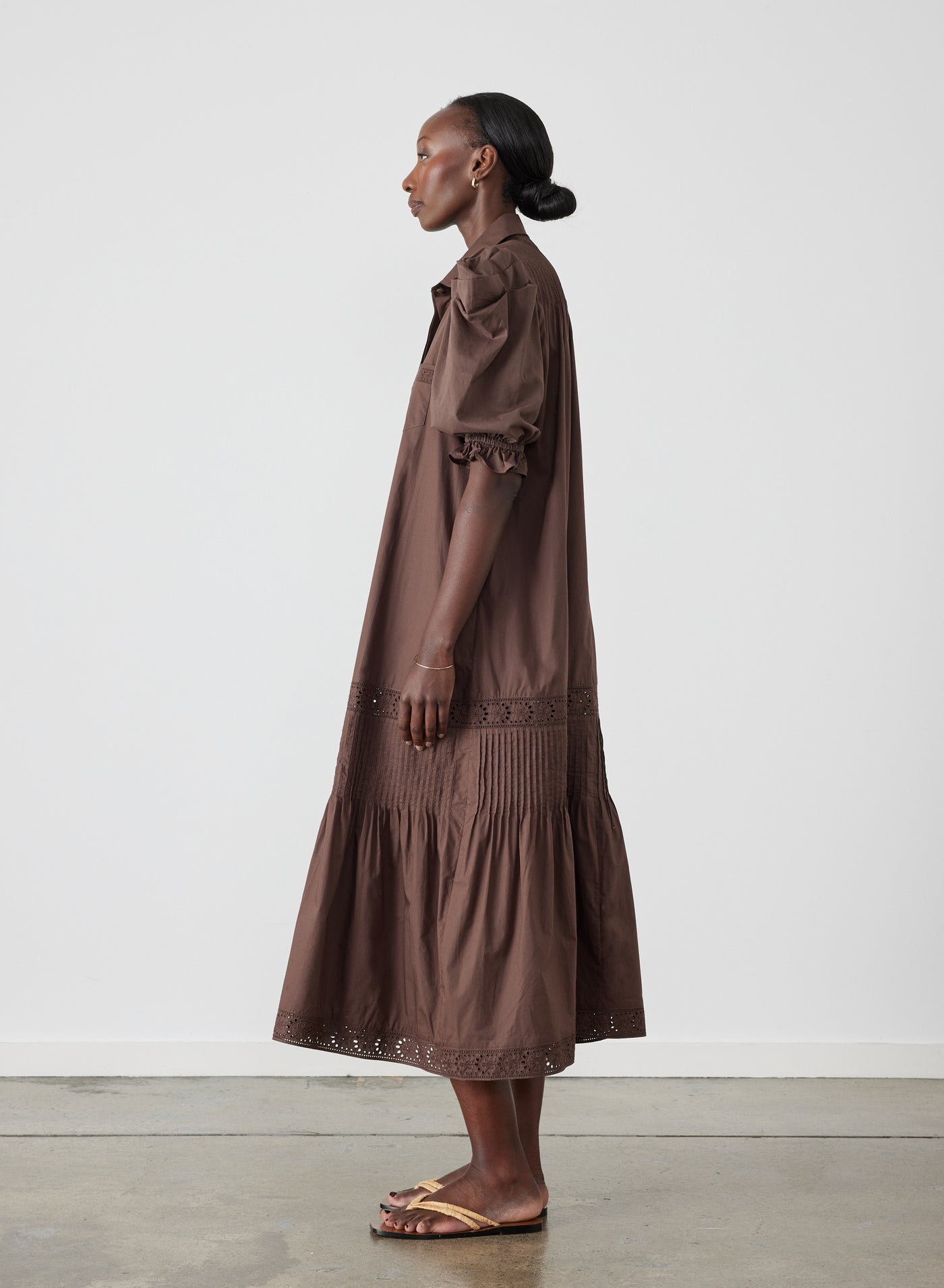 Sonya Organic Cotton Midi Shirt Dress | Chocolate
