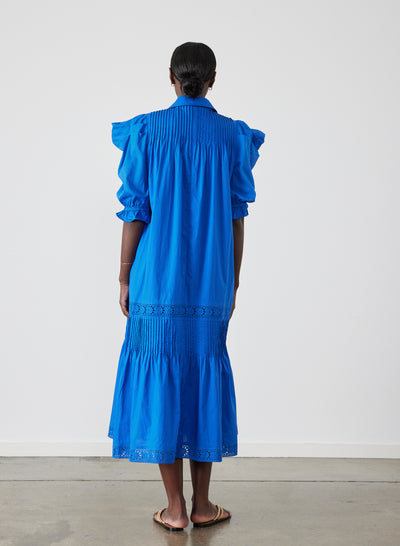 Sonya Organic Cotton Midi Shirt Dress | Lapis Blue