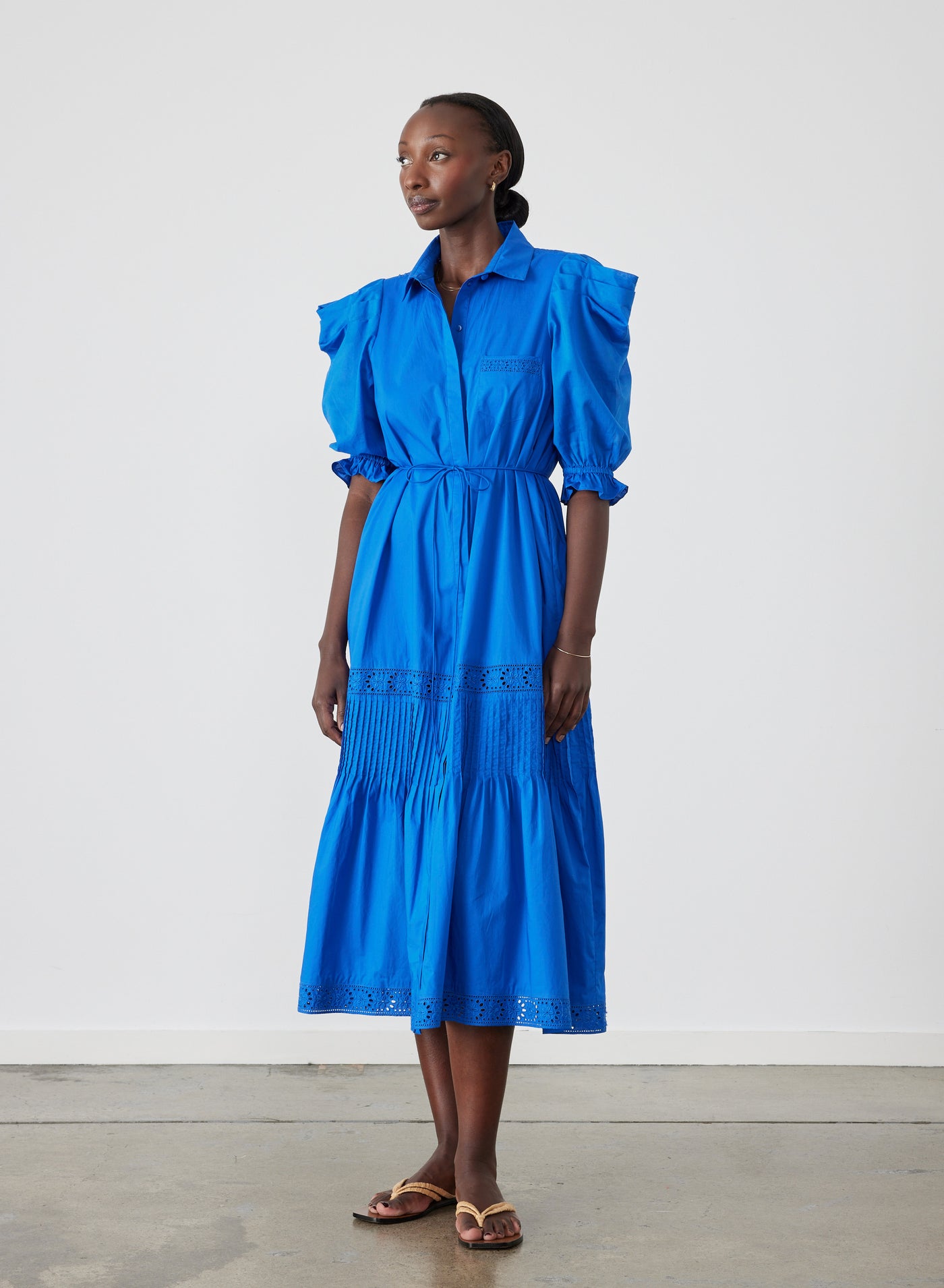 Sonya Organic Cotton Midi Shirt Dress | Lapis Blue