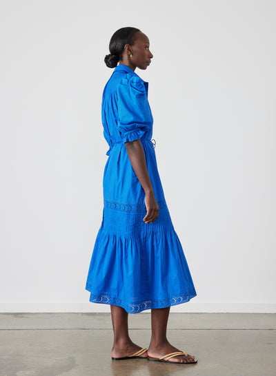 Sonya Organic Cotton Midi Shirt Dress | Lapis Blue