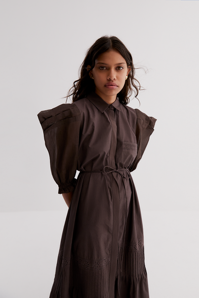 Sonya Organic Cotton Midi Shirt Dress | Chocolate