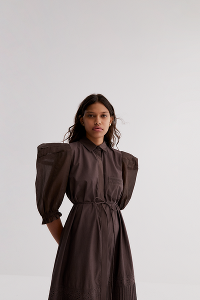 Sonya Organic Cotton Midi Shirt Dress | Chocolate