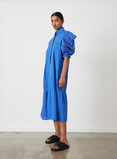 Sonya Organic Cotton Midi Shirt Dress | Lapis Blue