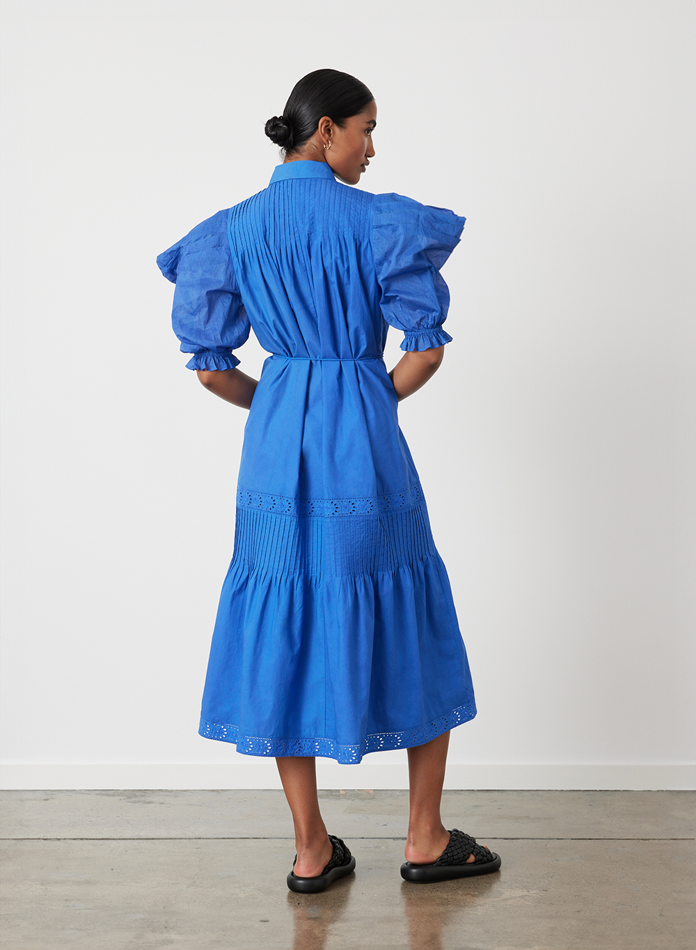 Sonya Organic Cotton Midi Shirt Dress | Lapis Blue