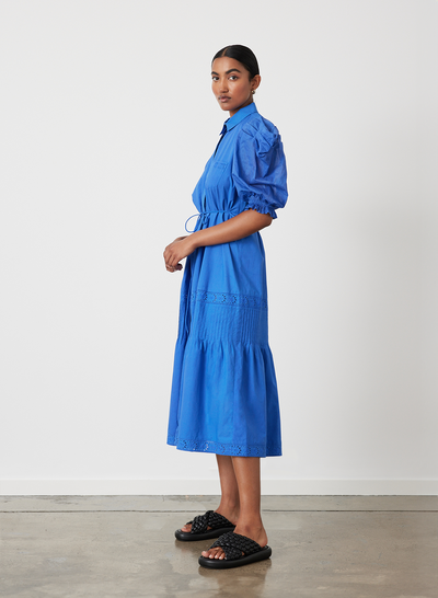 Sonya Organic Cotton Midi Shirt Dress | Lapis Blue