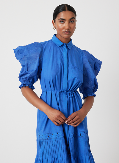 Sonya Organic Cotton Midi Shirt Dress | Lapis Blue