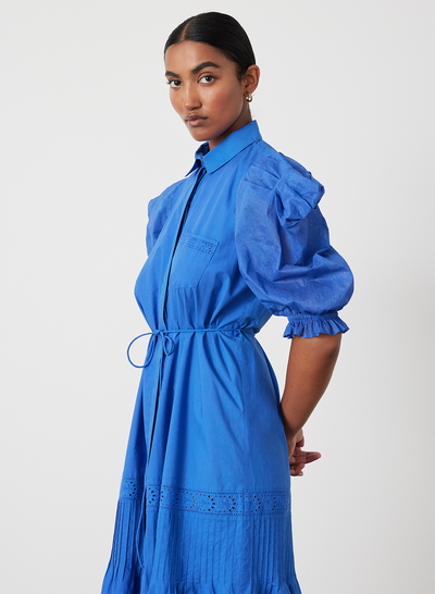 Sonya Organic Cotton Midi Shirt Dress | Lapis Blue