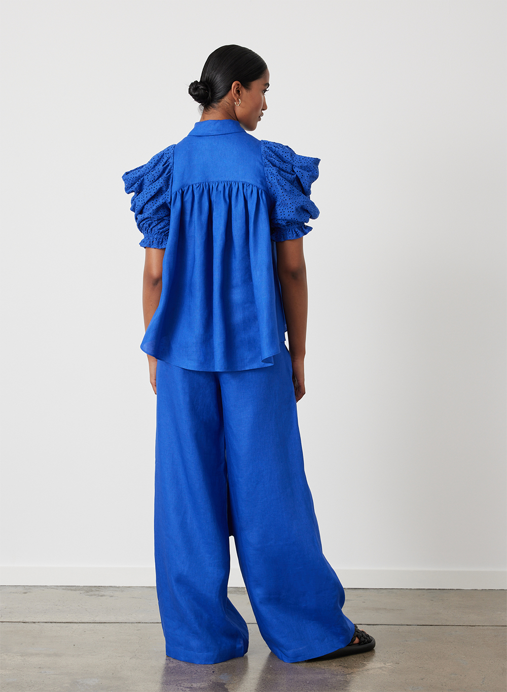 Fleur Linen Palazzo Pant | Lapis Blue